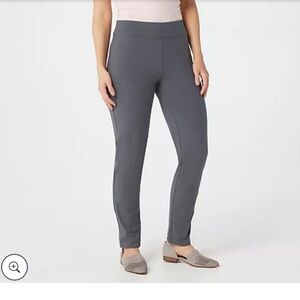 Susan Graver Petite Stretch Pull On Grey Pants